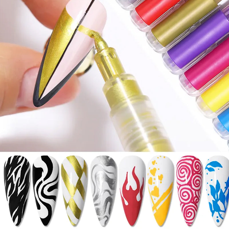 Lisslune | 12-color ultrathin curved nail pen