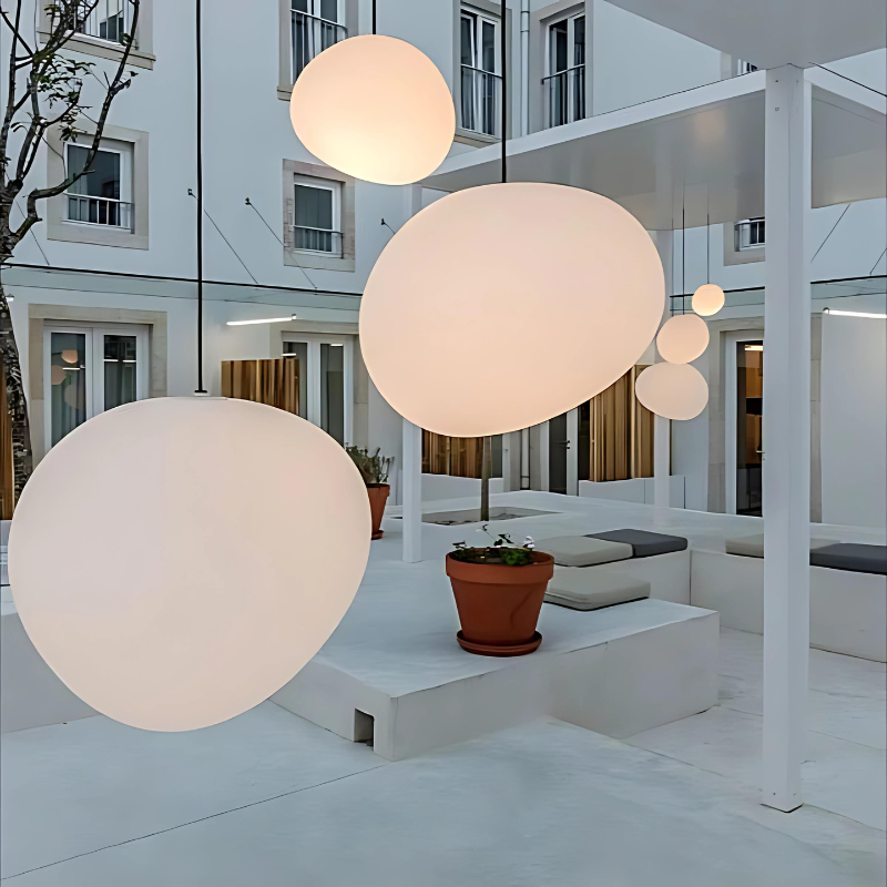 Lisslune | GloStone | Elegant Glass Pebble Pendant Light
