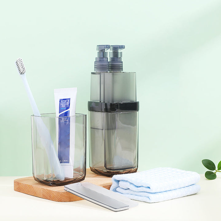 Lisslune | 8-in-1 Portable Sub-Bottle, with 2 Cups, 2 Travel Bottles, Soft Toothbrush, Foldable Comb, Toothpaste & Towel