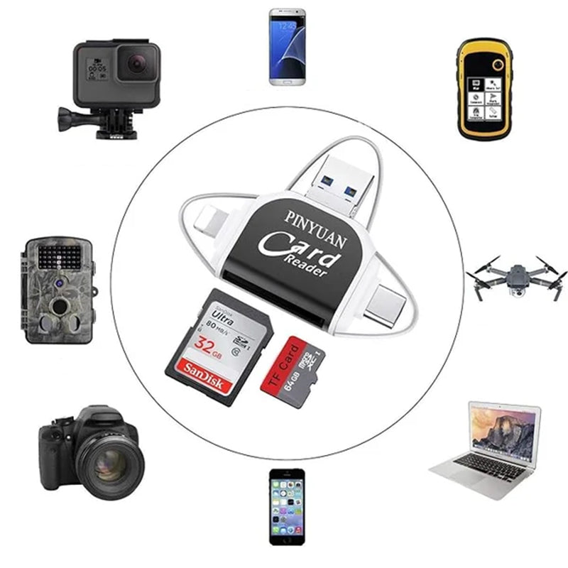 Lisslune | Multi-Port 4 in1 Universal SD TF Card Reader