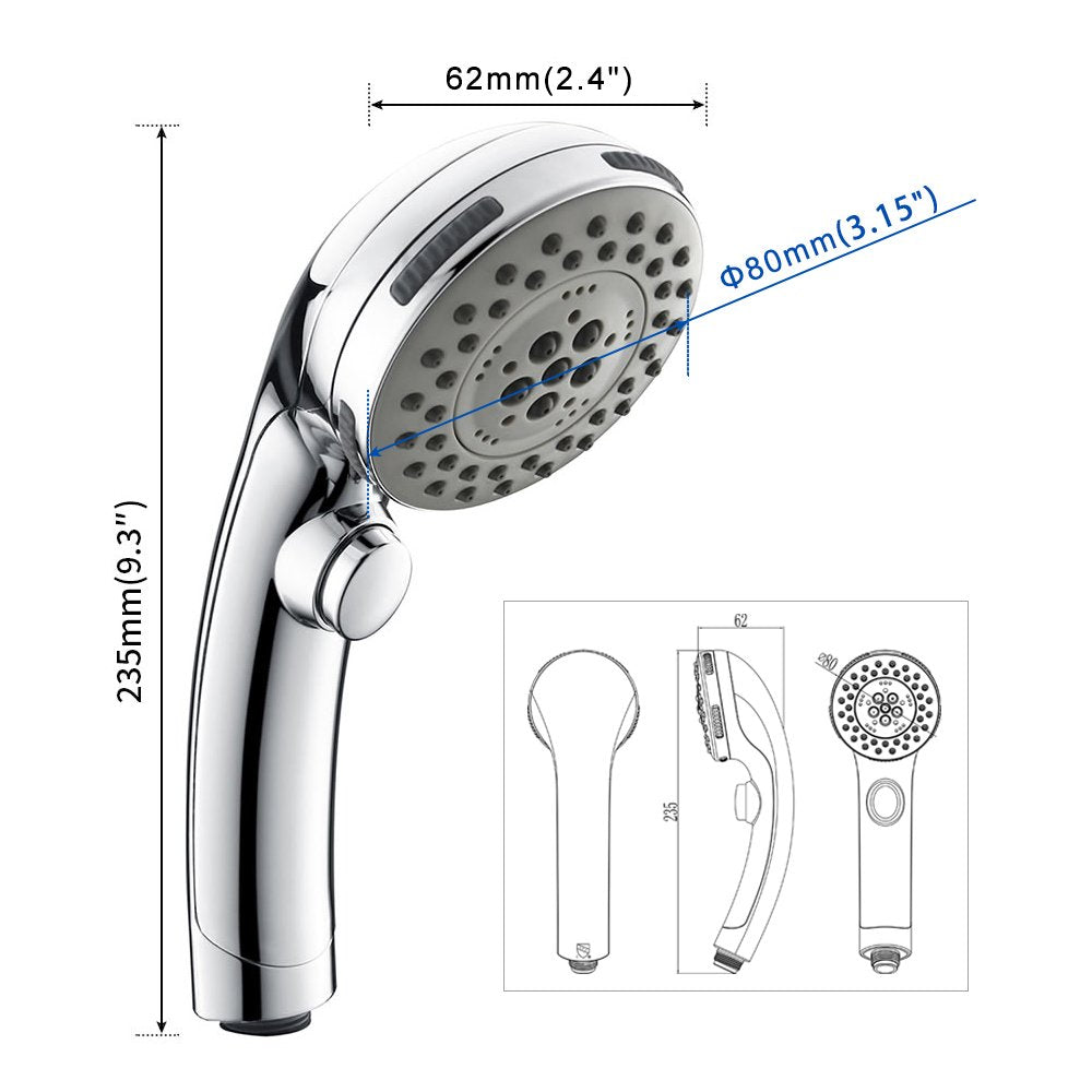 Lisslune | Showerhead 5 Mode ABS Handheld Shower with Switch for Rain Shower