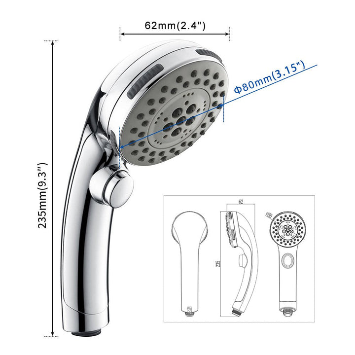 Lisslune | Showerhead 5 Mode ABS Handheld Shower with Switch for Rain Shower