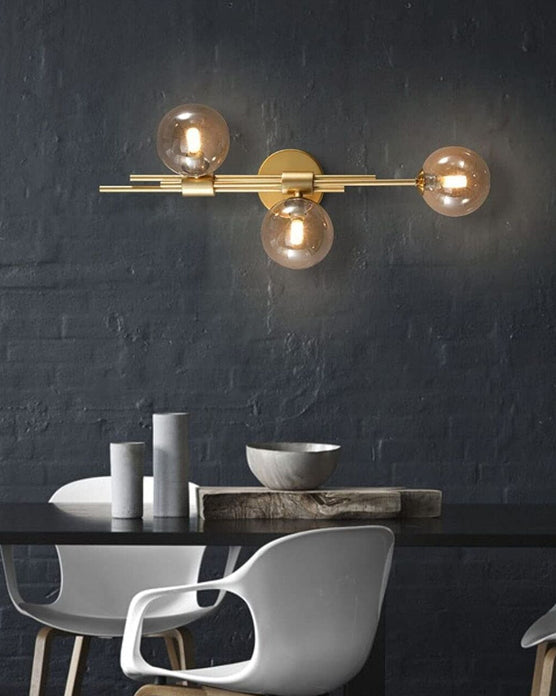 Lisslune | 3 Head Glass Ball Wall Lamp - Amber