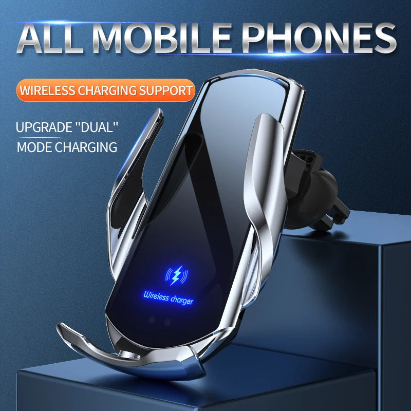 Lisslune | 2-in-1 Wireless Car Charger & Phone Holder Automatic Clamping - Fast Charging Secure Universal Compatibility Adjustable & Practical
