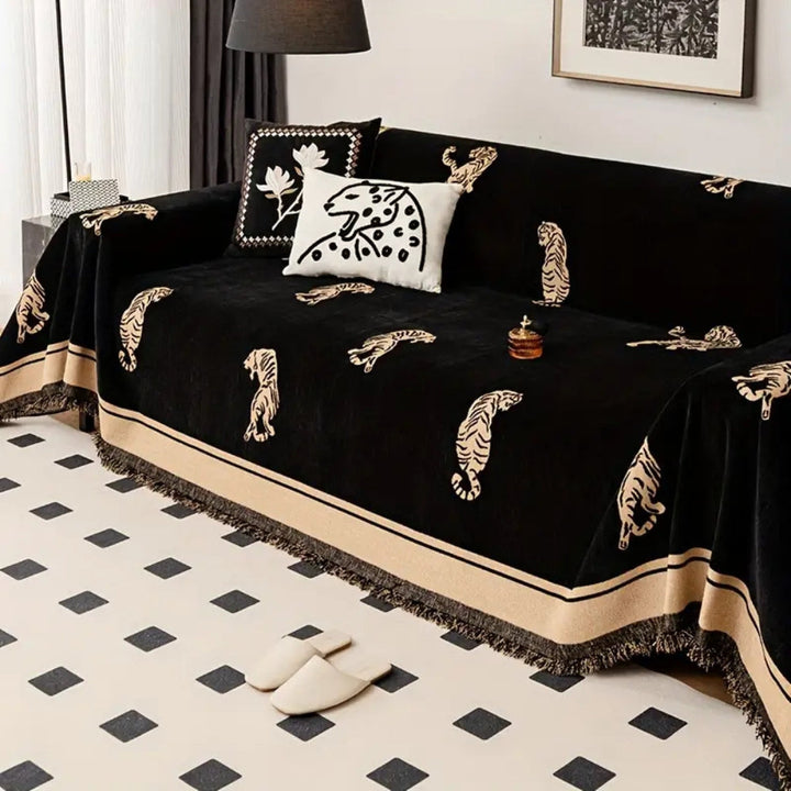 Lisslune | Safari Tiger Chenille Sofa Cover