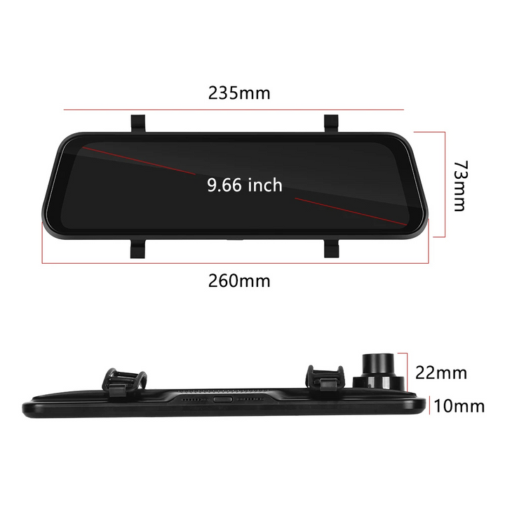 Lisslune | VisionMirror Pro – Ultra HD Mirror Dash Cam with Wireless CarPlay & Android Auto