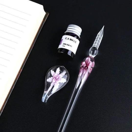 Lisslune | Glass Calligraphy Pen Set with Ink and Pen Holder