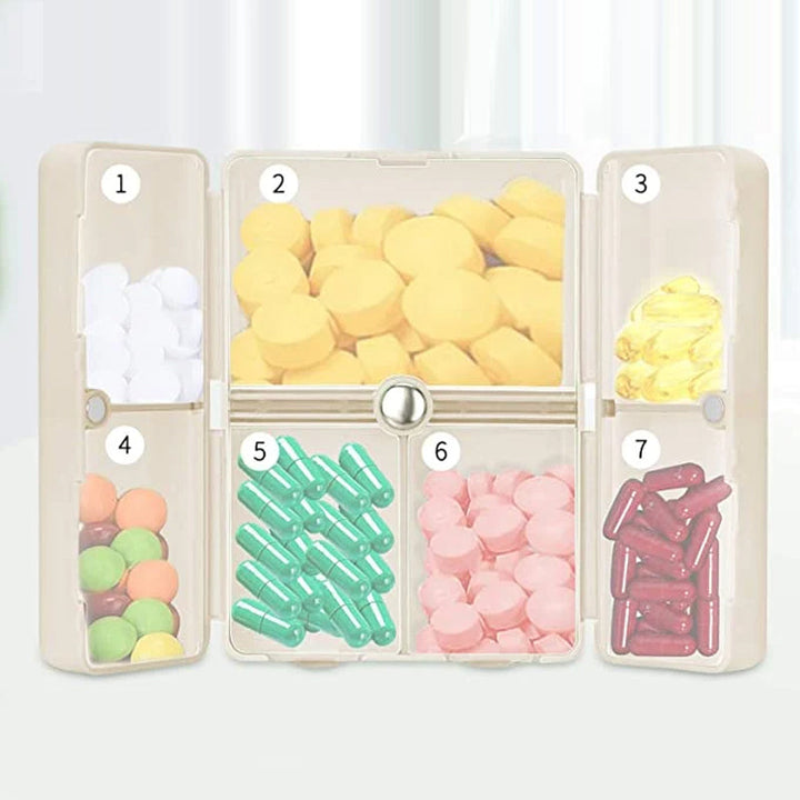 Lisslune | Portable Magnetic Pill Box with 7 Compartments
