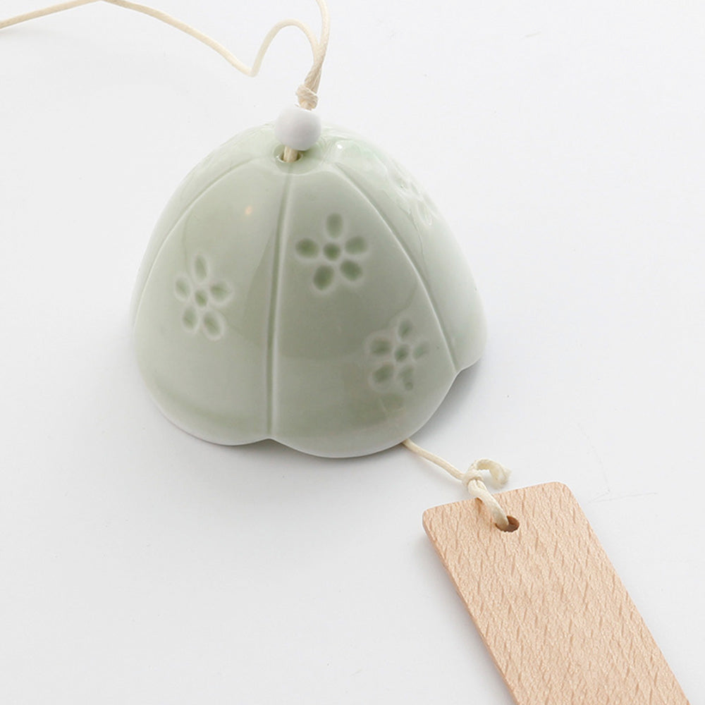 Lisslune | Japanese Ceramic Bells, Sakura Bell Rings, Hanging Garden Bells, Living Space Garden Decoration, White