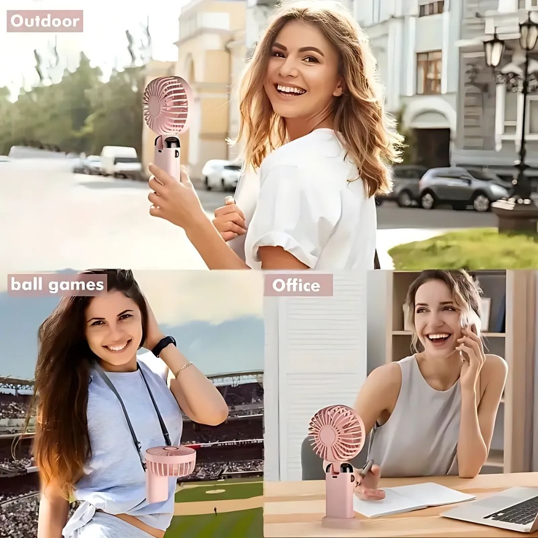 Lisslune | Rechargeable Handheld Mini Fan | 5-Speed, 90-Degree Adjustable & Quiet for Office, Home & Outdoor Use