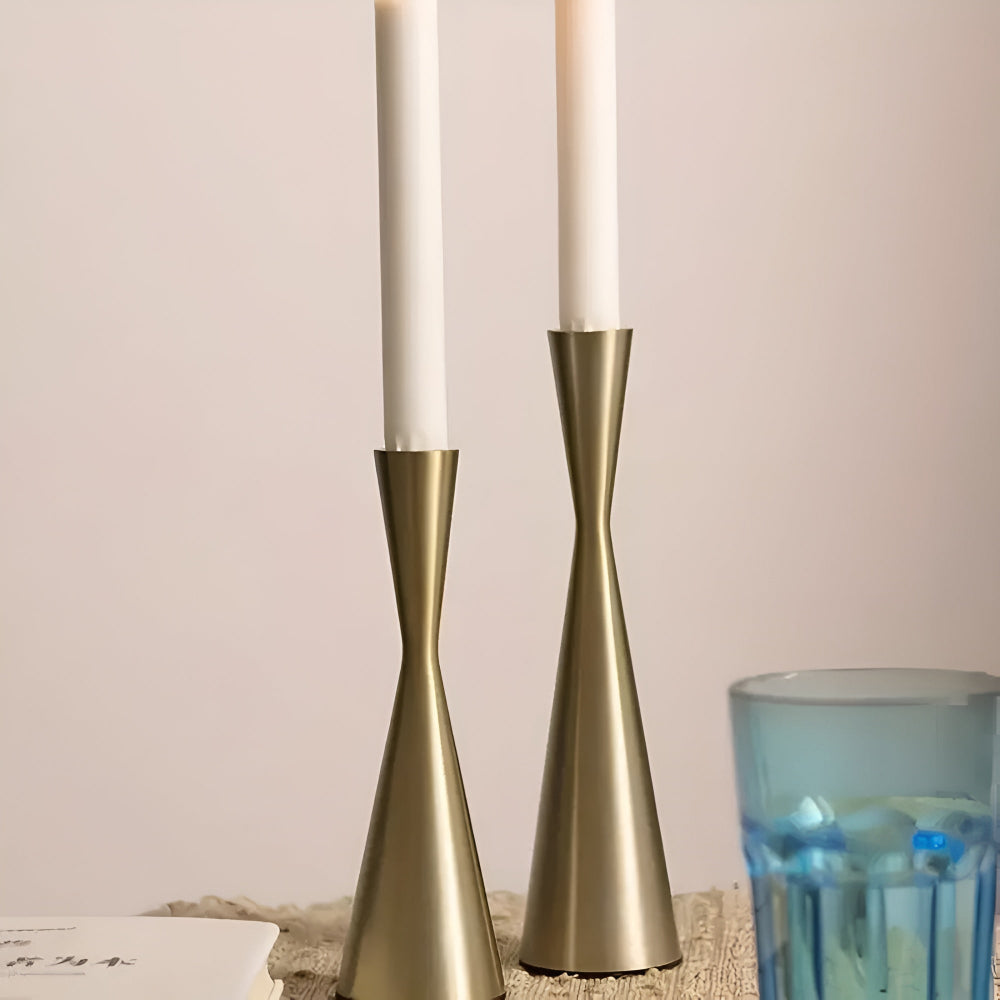 Lisslune | Sleek Nordic Brass Waist Candlestick| 3pcs Set