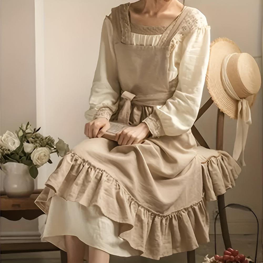Lisslune | Rustic Ruffle Linen Apron