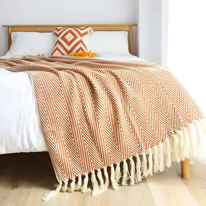 Lisslune | Herringbone Tassel Knit Blanket