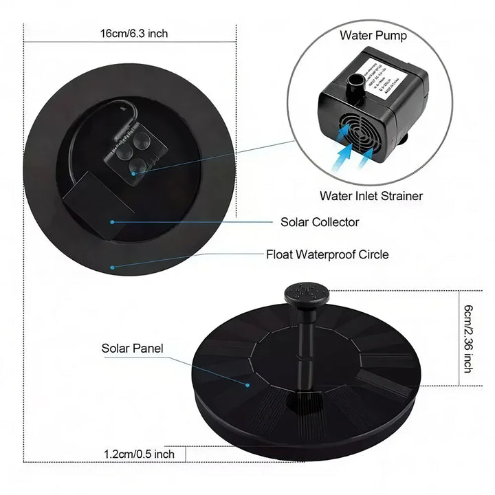 Lisslune | Solar-powered Floating Water Fountain for Gardens, Swimming Pools and Bird Baths