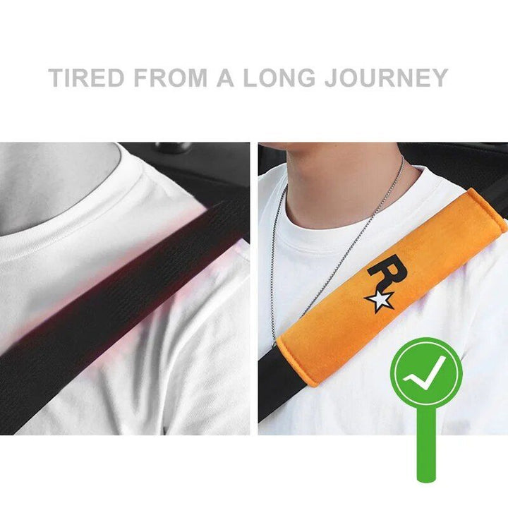 Lisslune | 2pcs yellow car seat belt protectors with GTA Auto 5 design
