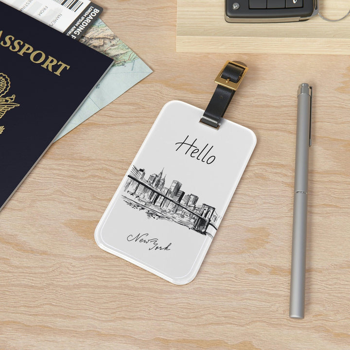 Lisslune | Elegant Adjustable Acrylic Luggage Tag Duo with Premium Leather Straps