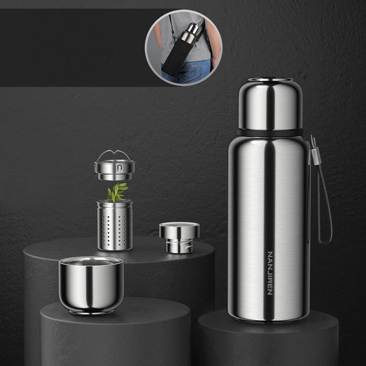 Lisslune | Insulated Thermos Water Bottle, with Tea Filter & Wide-mouth Opening, for Coffee, Tea & Cold Beverage