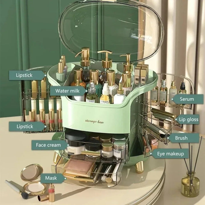 Lisslune | Luxury Transparent Makeup Organizer with Sliding Doors and Drawers