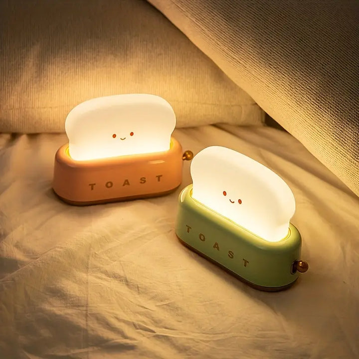 Lisslune | Shaded Nightstand Lamp – Kawaii Toast LED Lamp for Cozy Lighting