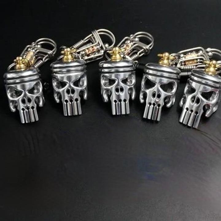 Lisslune | Piston art skull keychain [pendant/flashlight/bottle opener]