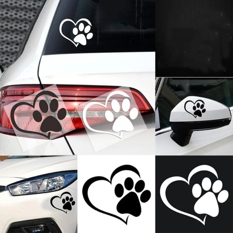 Lisslune | Beautiful Heart & Paw Print Car Sticker