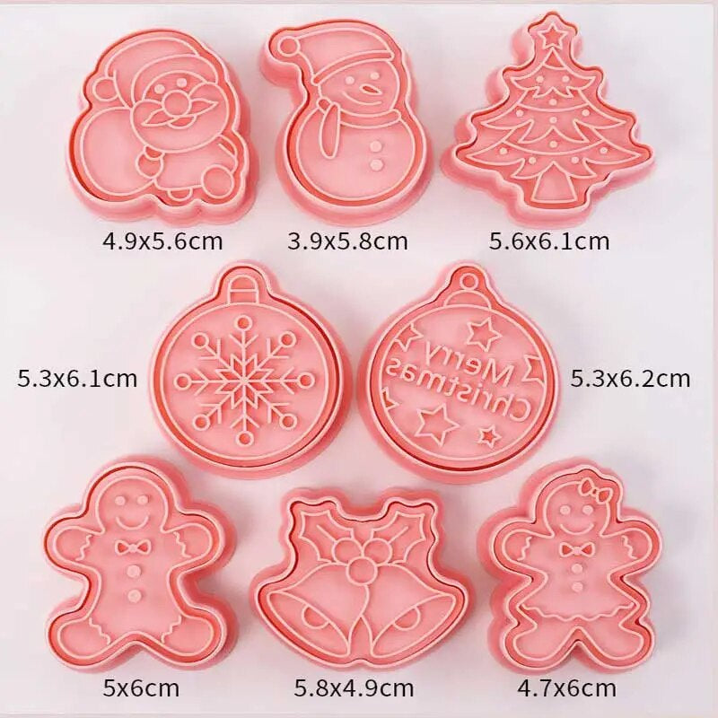 Lisslune | 8 Pieces/Set DIY Cake Decoration Tools Christmas Cartoon Cookie Cutter Set Plastic Baking Molds Cookie Tools