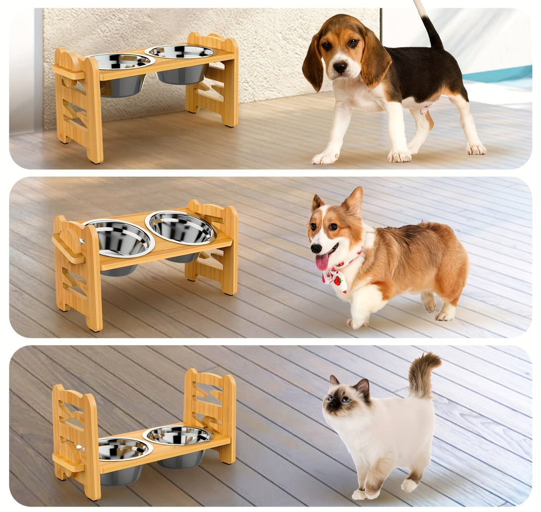 Lisslune | Elevated non-slip dog bowl stand with double bowls
