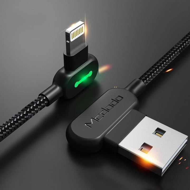 Lisslune | Bequee Lightning-USB charging cable with 90-degree design for iOS and Android
