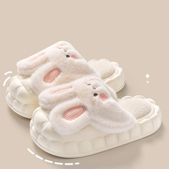 Lisslune | Cute Bunny Shoes Winter Fuzzy Slippers Women Removable Washable Slippers