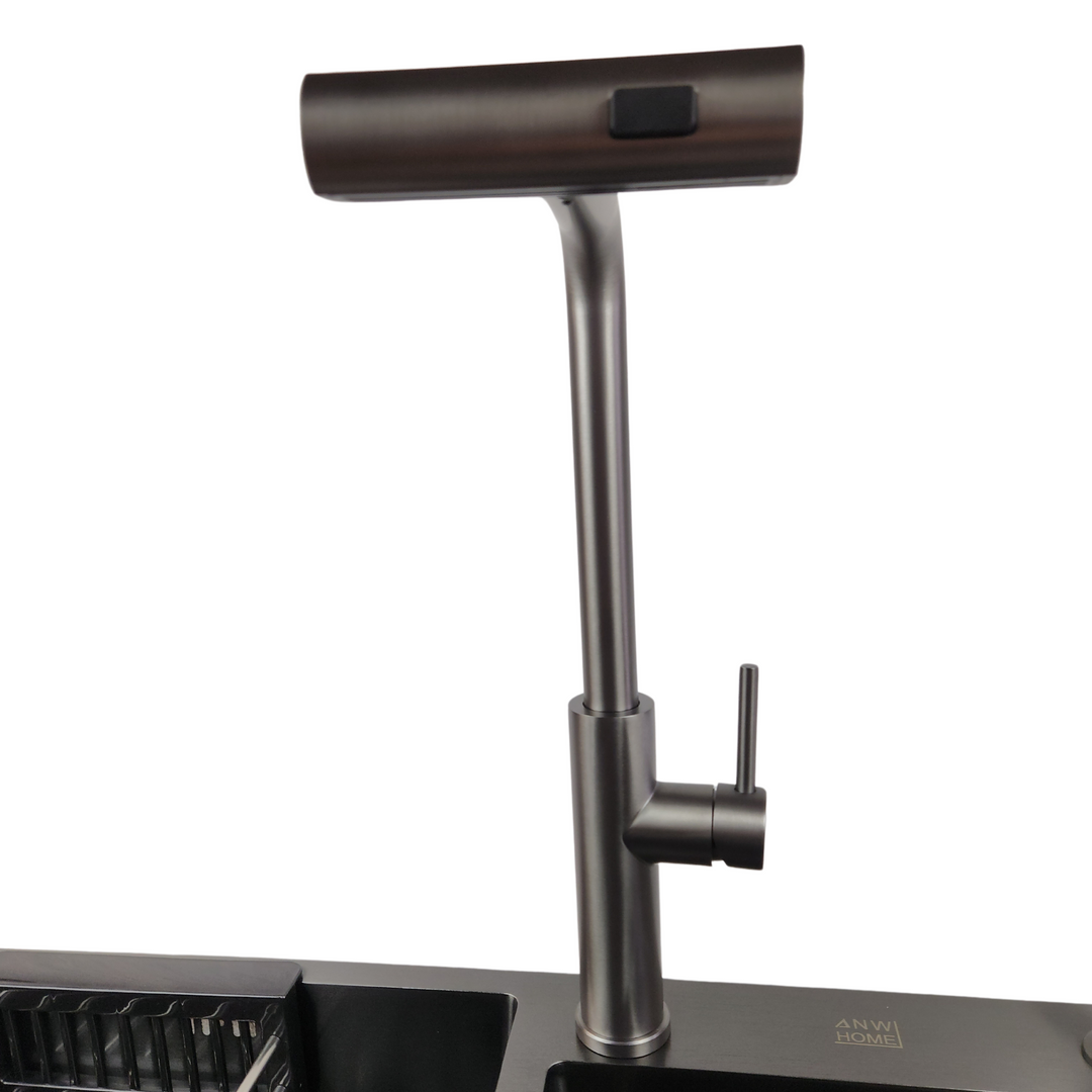 Lisslune | Kitchen faucet, JF-8012B GRAPHITE Pull-out tap, waterfall, 3 modes