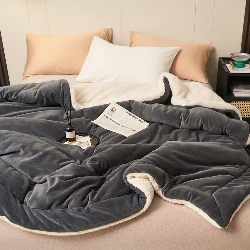 Lisslune | Solid thick double-sided velvet cube blanket