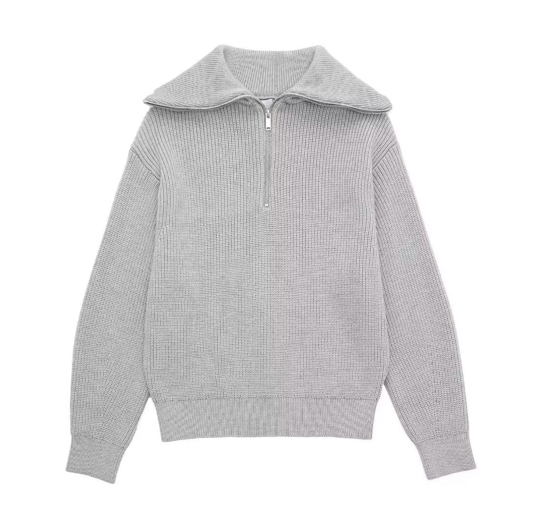 Lisslune | All Match Wool Sweater with Open Collar