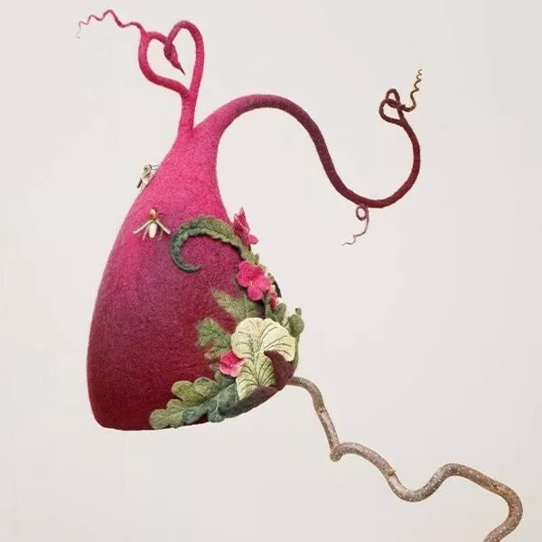 Lisslune | HexaHat – Handmade Felt Witch Hat made of Merino Wool & Silk Chiffon