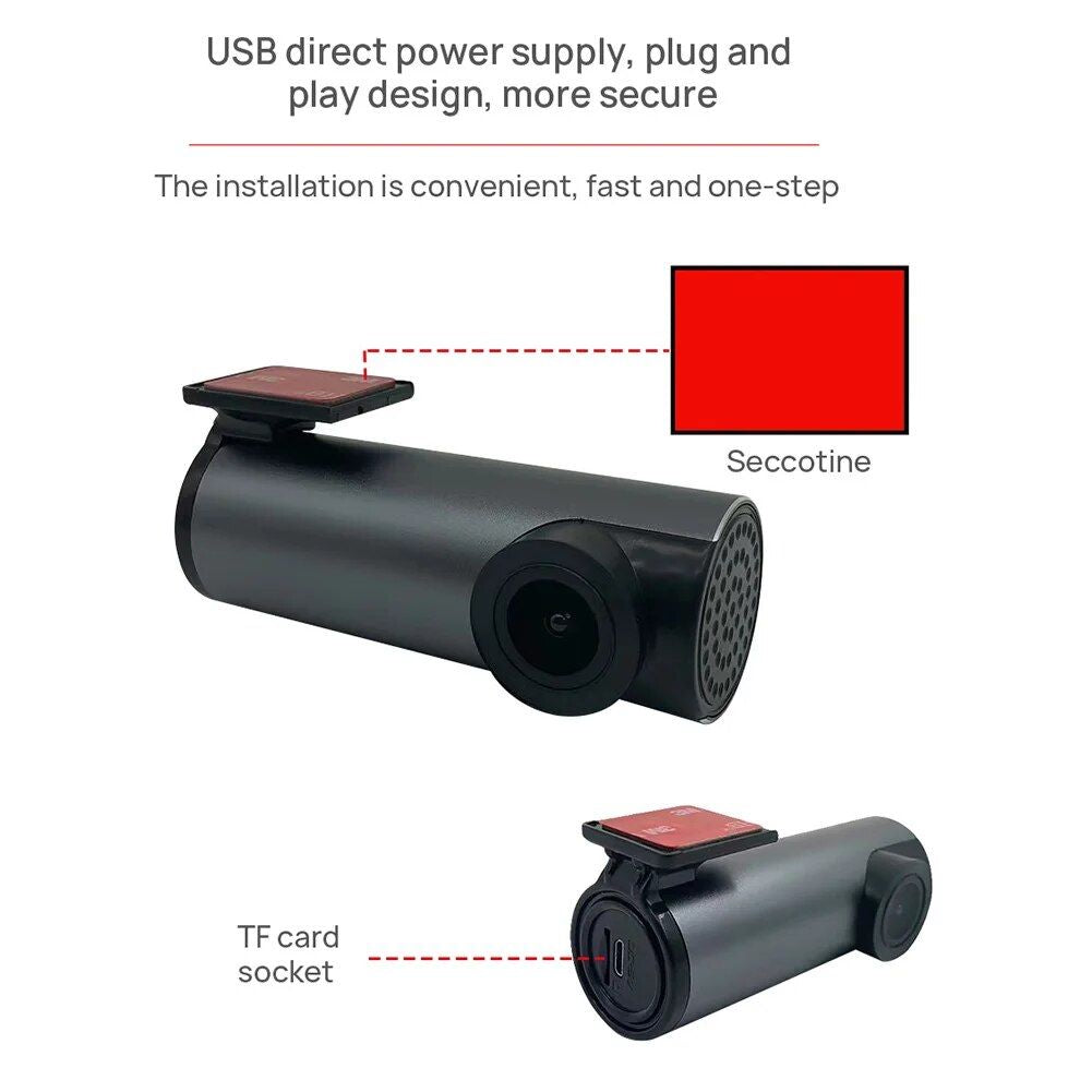 Lisslune | 1080P Mini Car Dash Cam with ADAS, Gravity Sensor & USB Loop Recording for Android