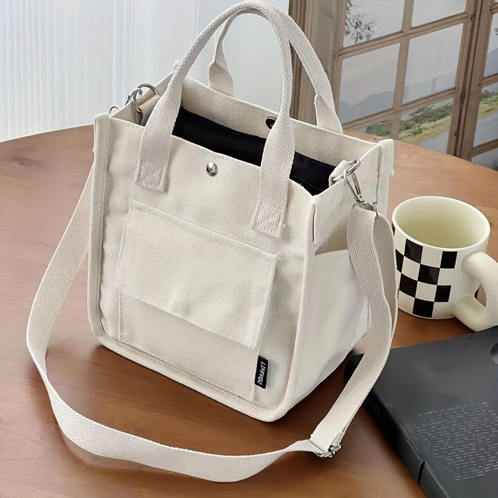 Lisslune | UrbanEase Canvas Slingbag – White Shoulder Bag with Magnetic Closure and Adjustable Strap