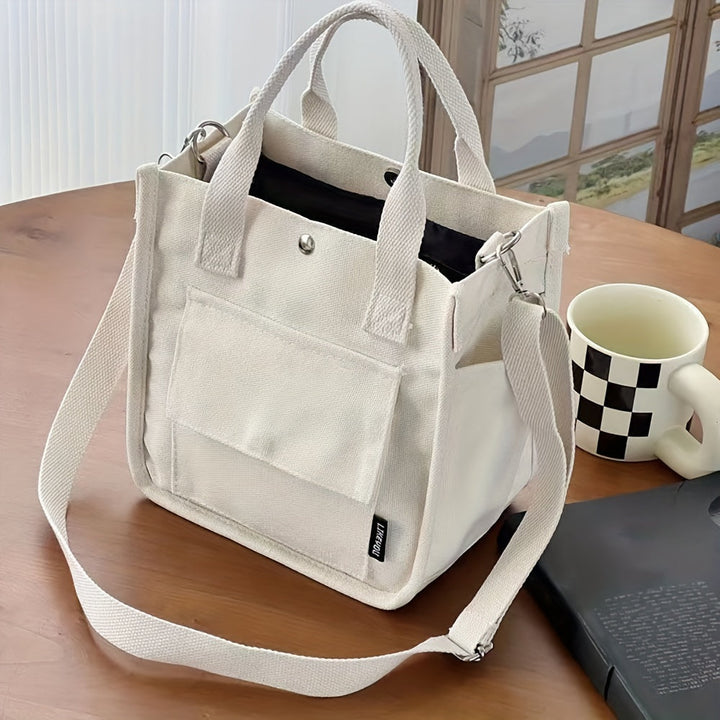 Lisslune | UrbanEase Canvas Slingbag – White Shoulder Bag with Magnetic Closure and Adjustable Strap