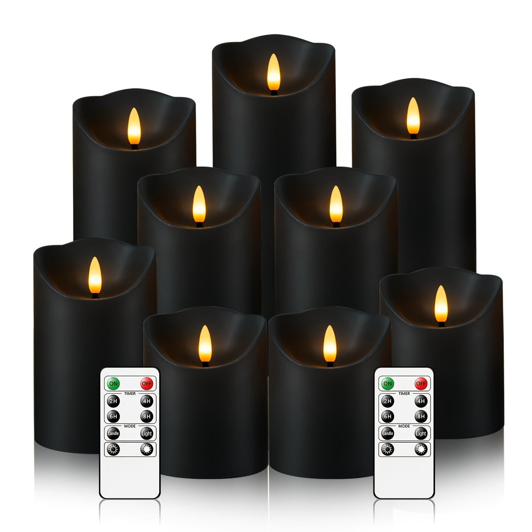 Lisslune | GlowLuxe Flameless LED Candles Set (9-piece) – With Remote Control and Glitter Finish