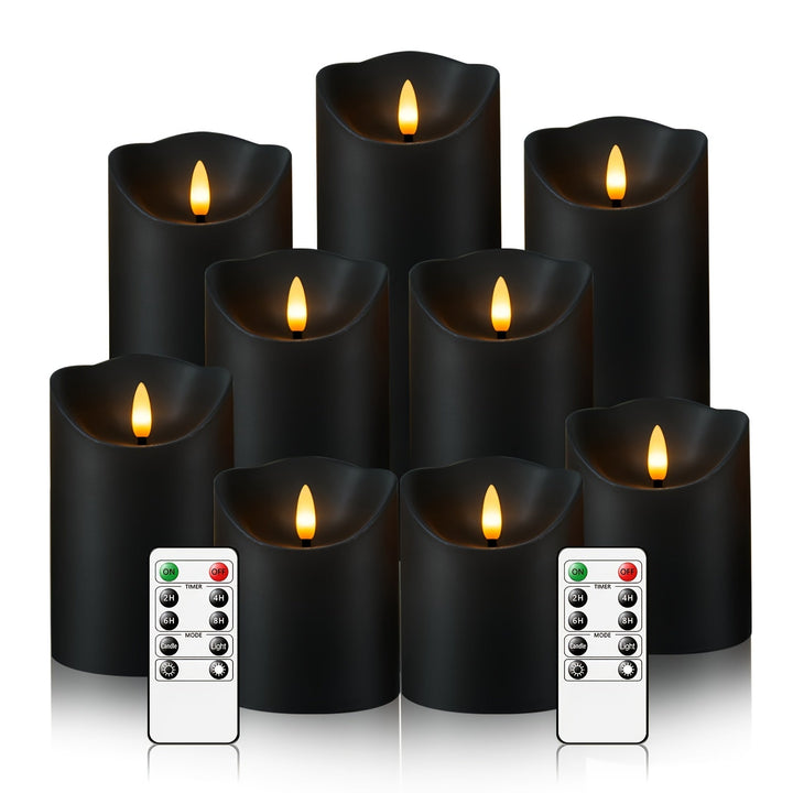 Lisslune | GlowLuxe Flameless LED Candles Set (9-piece) – With Remote Control and Glitter Finish