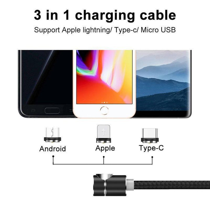 Lisslune | Bequee 3 in 1 magnetic charging cable for Lightning, Micro and Type C, 2m