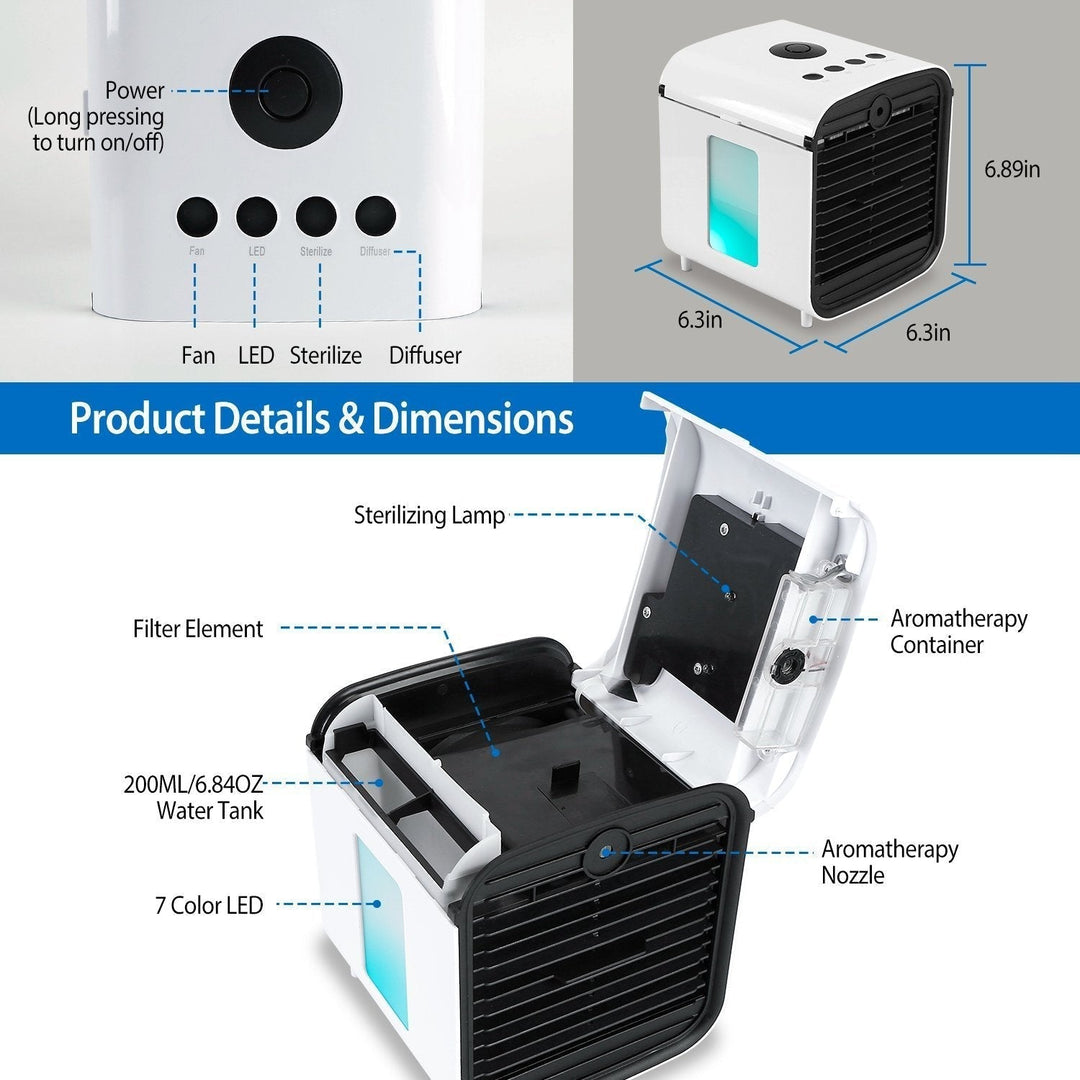 Lisslune | 7-Colors Switchable Portable Mini Air Conditioner Cooler Fan