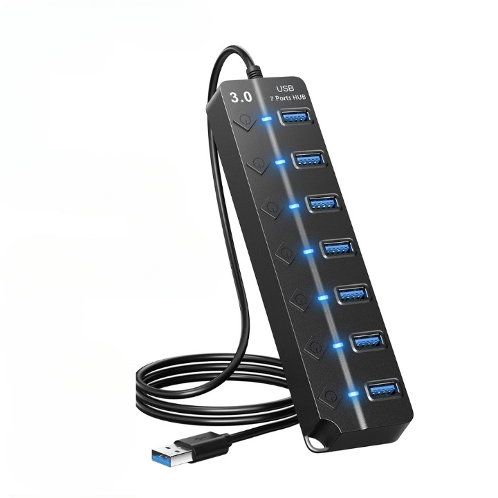 Lisslune | 7-Port USB 3.0 Hub with Power Switch – PortMaster (1+1 FREE)