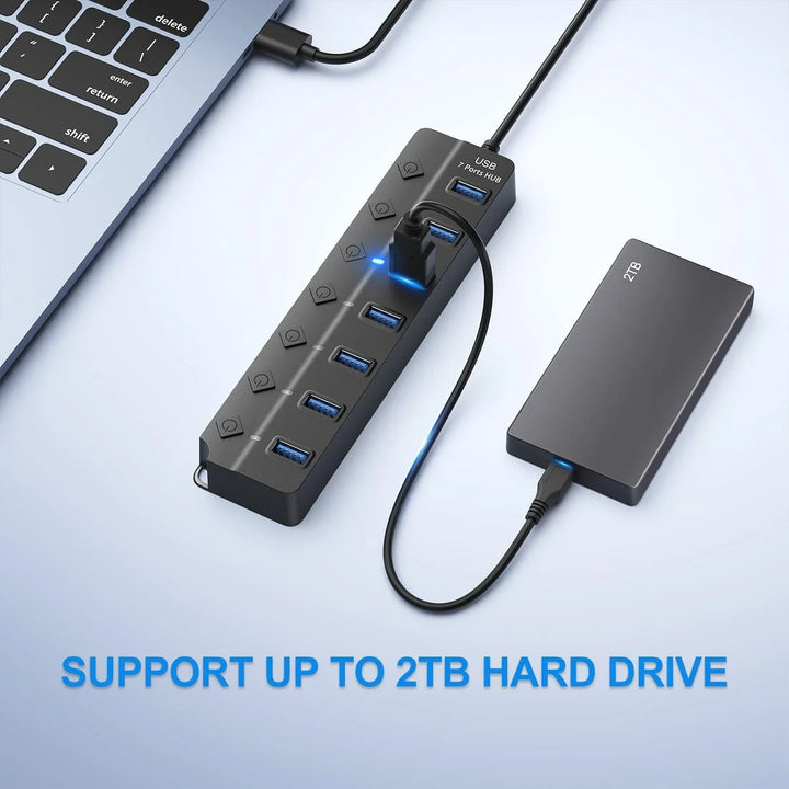 Lisslune | 7-Port USB 3.0 Hub with Power Switch – PortMaster (1+1 FREE)