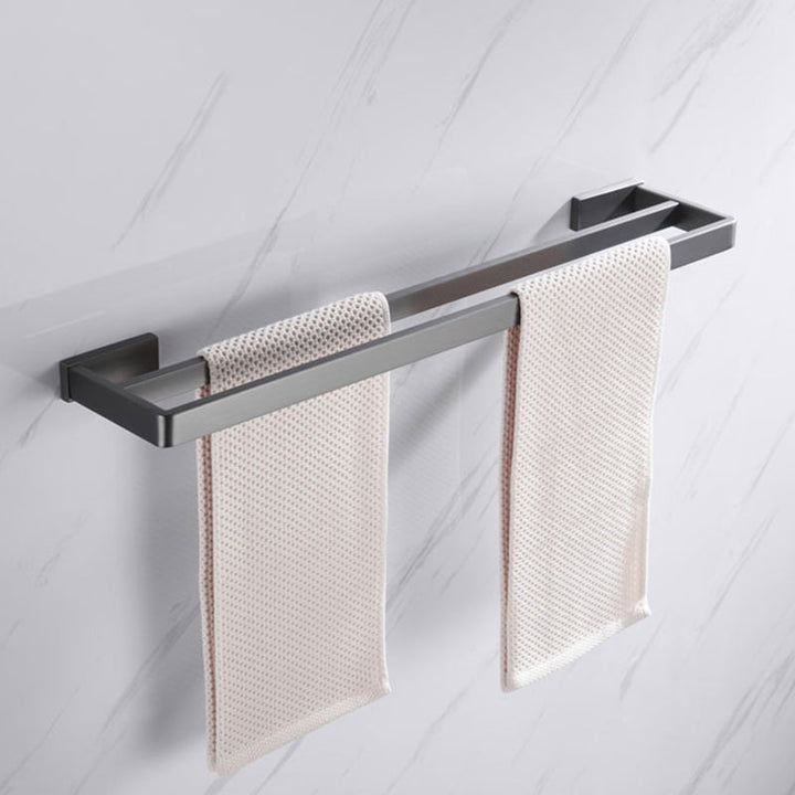 Lisslune | Gray 5-piece modern bathroom accessory set made of stainless steel