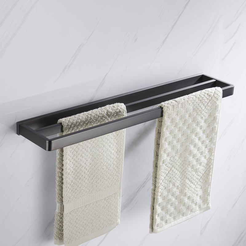 Lisslune | Gray 5-piece modern bathroom accessory set made of stainless steel