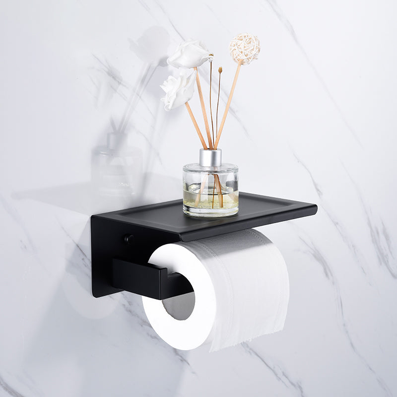 Lisslune | Matt Black 5-piece modern bathroom accessory as a single item or as a set with towel bar