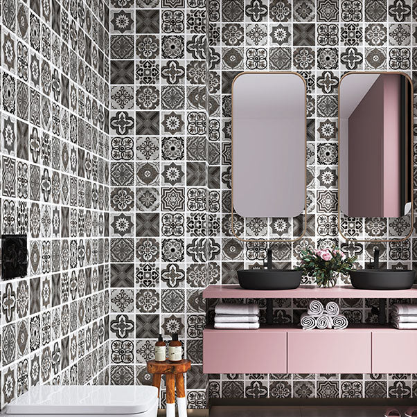 Lisslune | Multi-Tonal Style Vinyl Plank Flooring Peel and Stick Porcelain Tile Look PVC Flooring