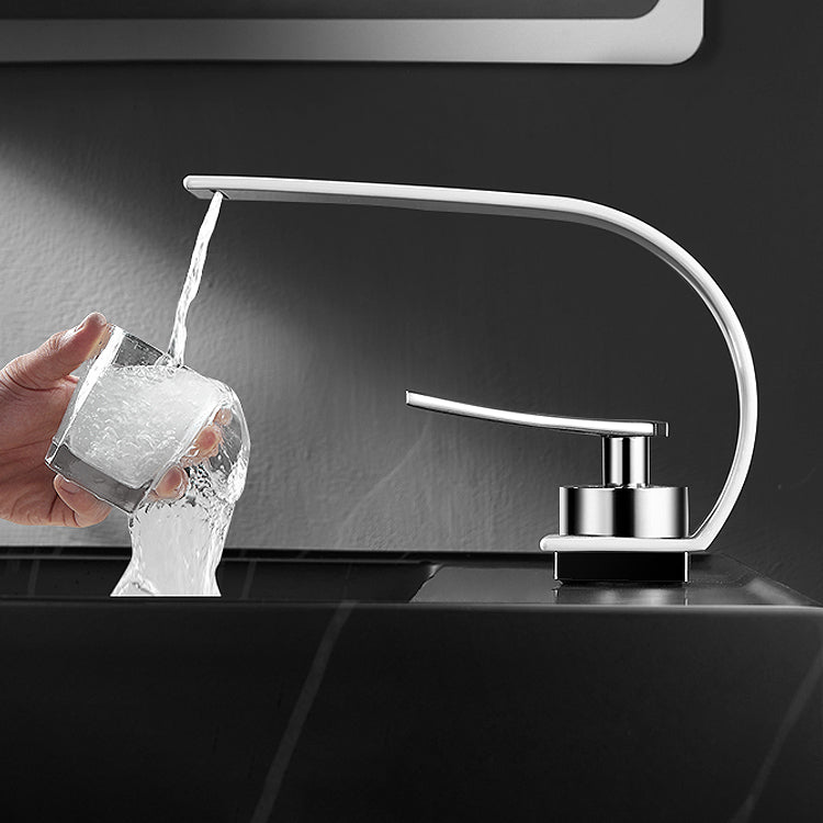 Lisslune | Brass faucet waterfall spout lever handle sink faucet