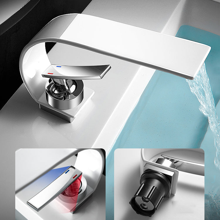 Lisslune | Brass faucet waterfall spout lever handle sink faucet