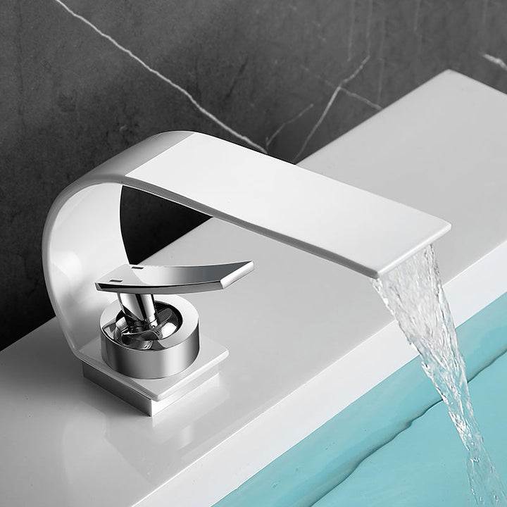 Lisslune | Brass faucet waterfall spout lever handle sink faucet