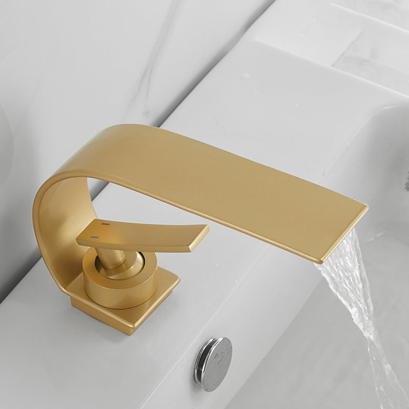 Lisslune | Brass faucet waterfall spout lever handle sink faucet